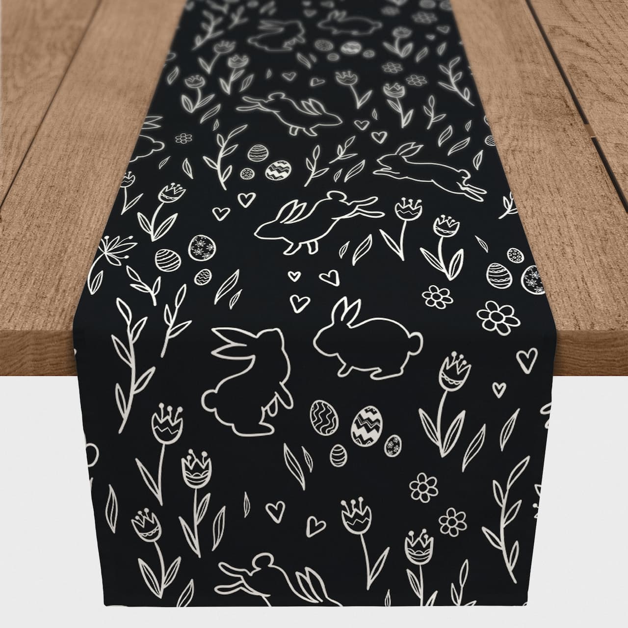 Chalk Easter Bunny Pattern Runner 1 16" x 72" Cotton Twill Runner